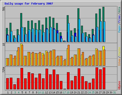 Daily usage for February 2007