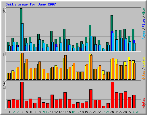 Daily usage for June 2007