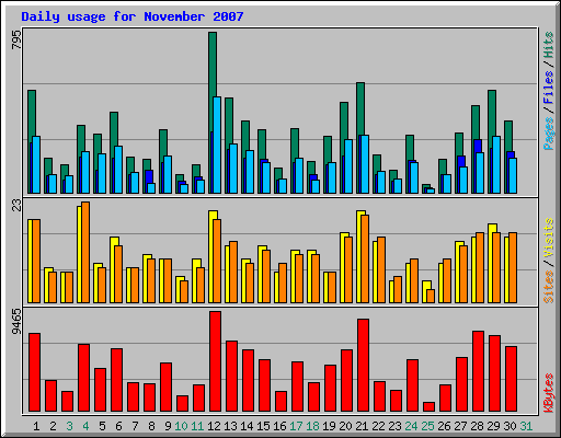 Daily usage for November 2007