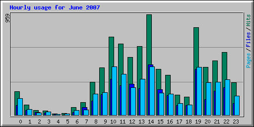 Hourly usage for June 2007